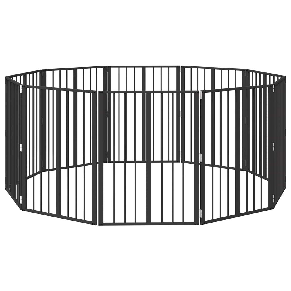 vidaXL Bramka dla psa 10 pcs Czarny 60 x 80 cm Stal Galwanizowana