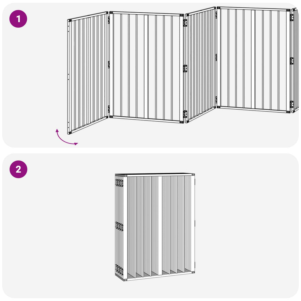 vidaXL Bramka dla psa 10 pcs Czarny 60 x 80 cm Stal Galwanizowana