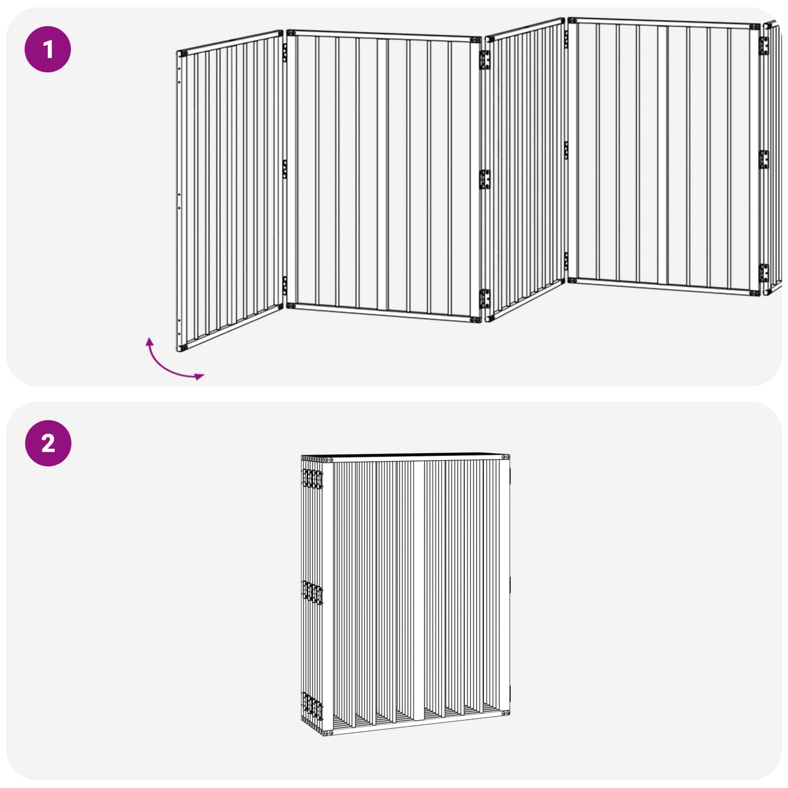 vidaXL Bramka dla psa 10 pcs Czarny 60 x 80 cm Stal Galwanizowana