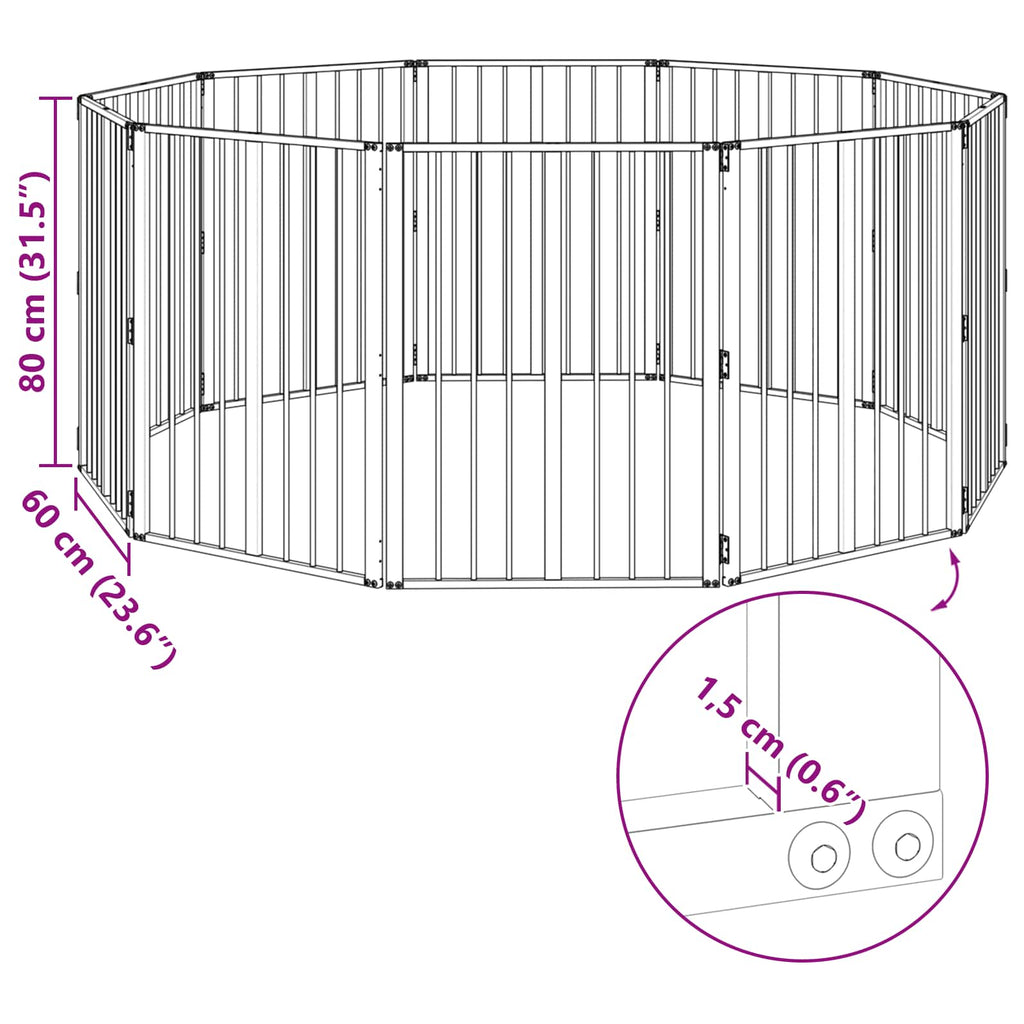 vidaXL Bramka dla psa 10 pcs Czarny 60 x 80 cm Stal Galwanizowana