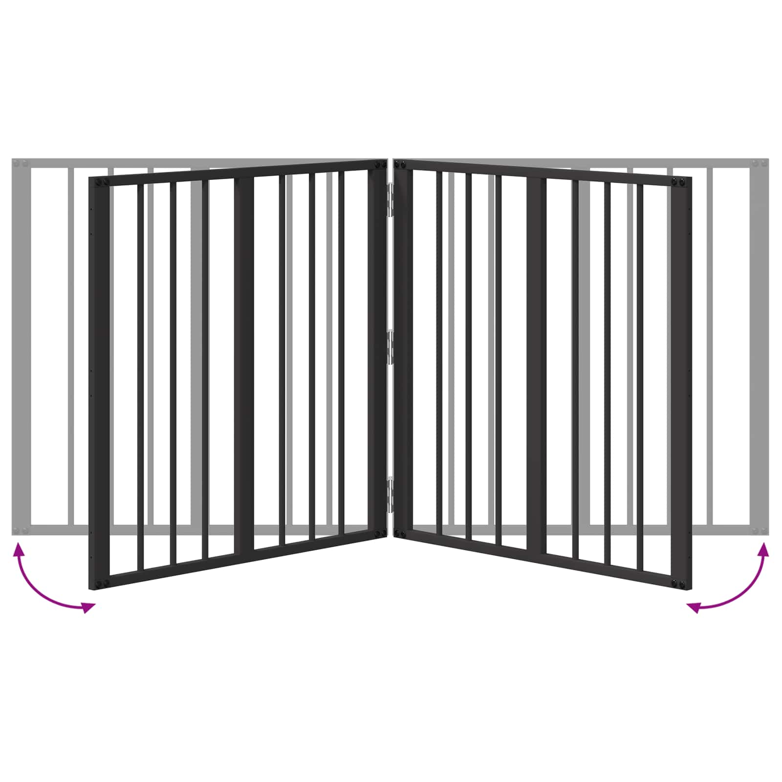 vidaXL Bramka dla psa 2 szt. Czarny 60 x 60 cm Stal ocynkowana