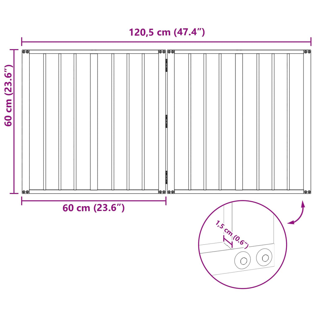 vidaXL Bramka dla psa 2 szt. Czarny 60 x 60 cm Stal ocynkowana
