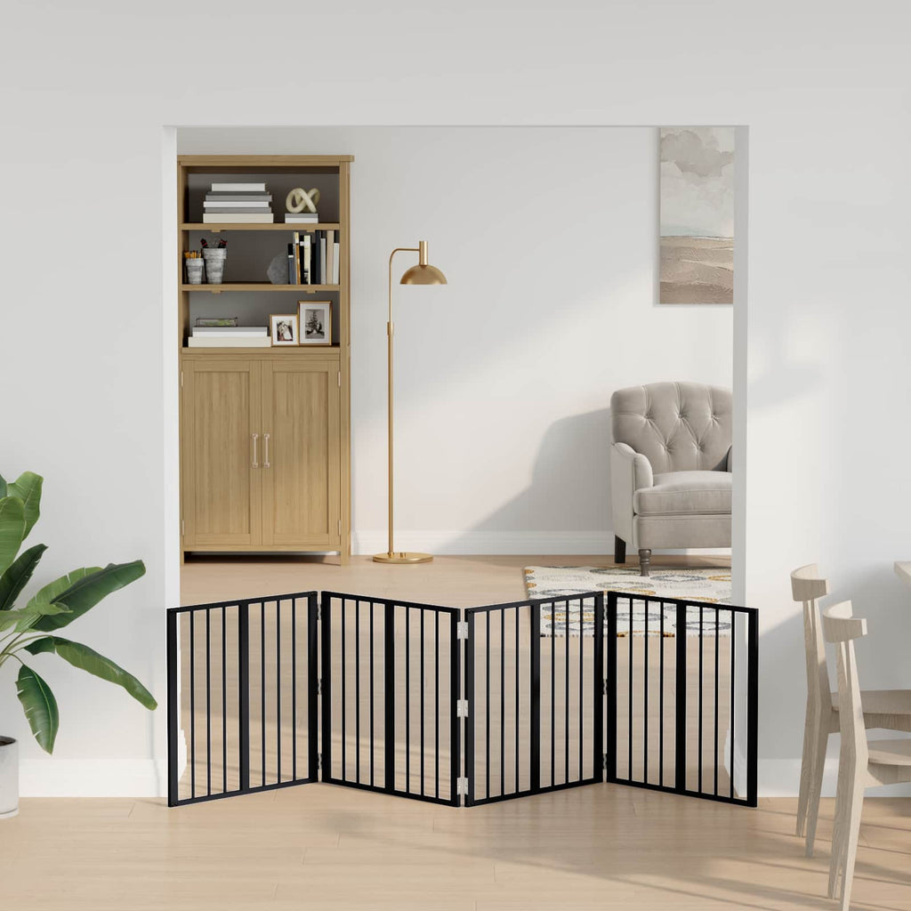 vidaXL Bramka dla psa 4 szt. Czarny 60 x 60 cm Stal ocynkowana