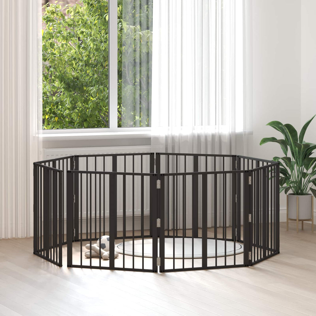 vidaXL Bramka dla psa 8 szt. Czarny 60 x 60 cm Stal ocynkowana