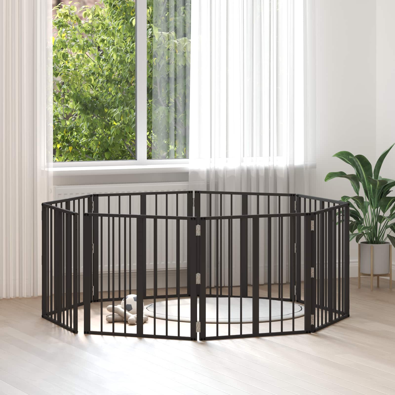 vidaXL Bramka dla psa 8 szt. Czarny 60 x 60 cm Stal ocynkowana