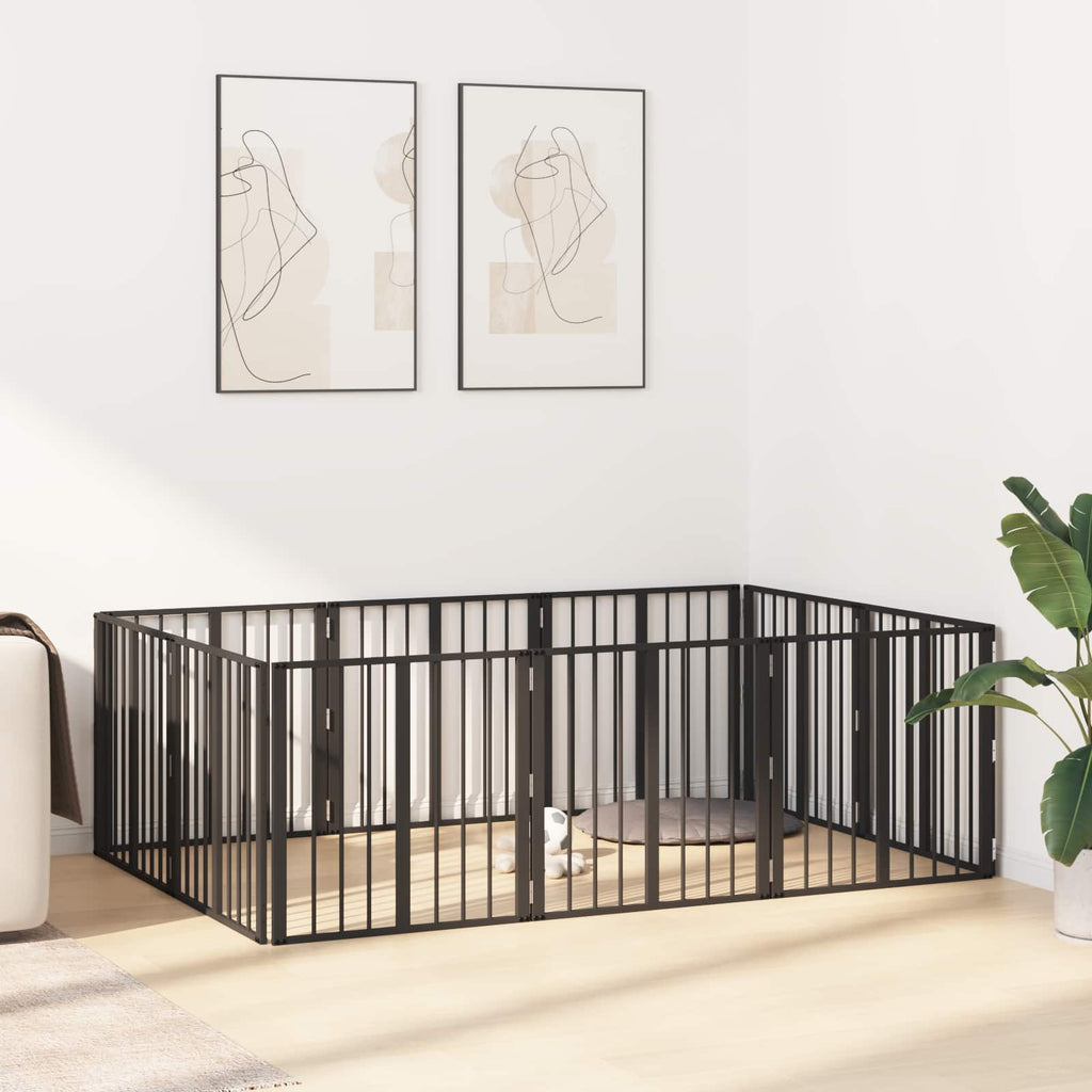 vidaXL Bramka dla psa 10 szt. Czarny 60 x 60 cm Stal ocynkowana
