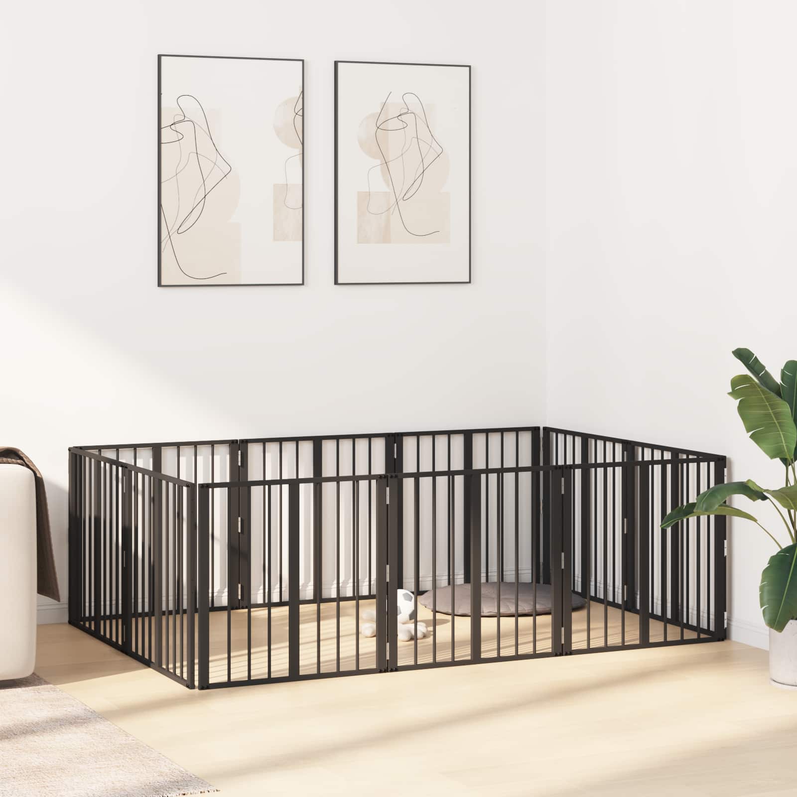 vidaXL Bramka dla psa 10 szt. Czarny 60 x 60 cm Stal ocynkowana