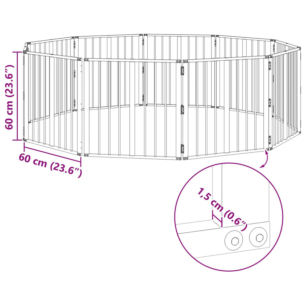 vidaXL Bramka dla psa 10 szt. Czarny 60 x 60 cm Stal ocynkowana