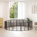 vidaXL Bramka dla psa 12 szt. Czarny 60 x 60 cm Stal ocynkowana