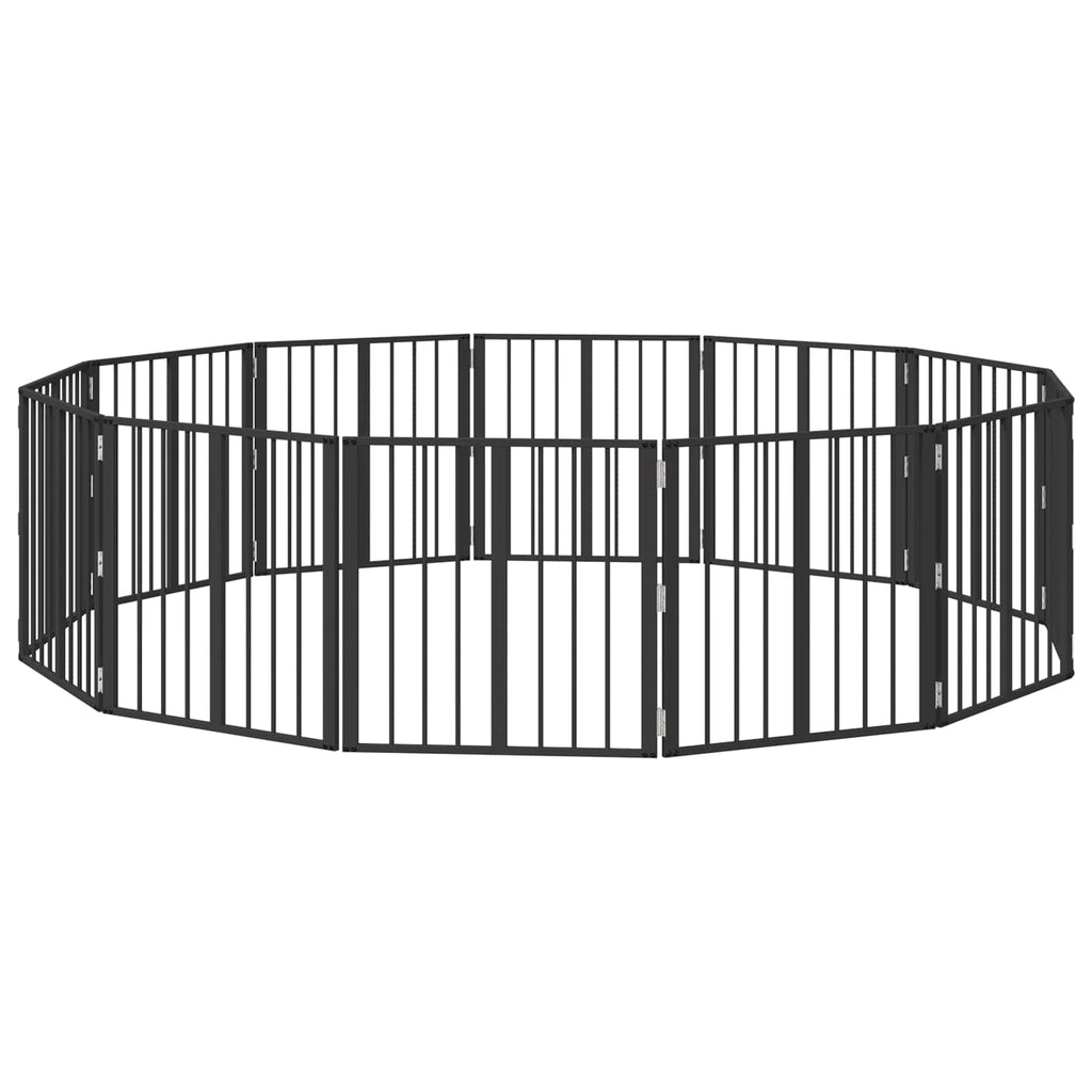 vidaXL Bramka dla psa 12 szt. Czarny 60 x 60 cm Stal ocynkowana