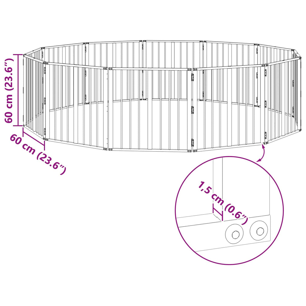 vidaXL Bramka dla psa 12 szt. Czarny 60 x 60 cm Stal ocynkowana