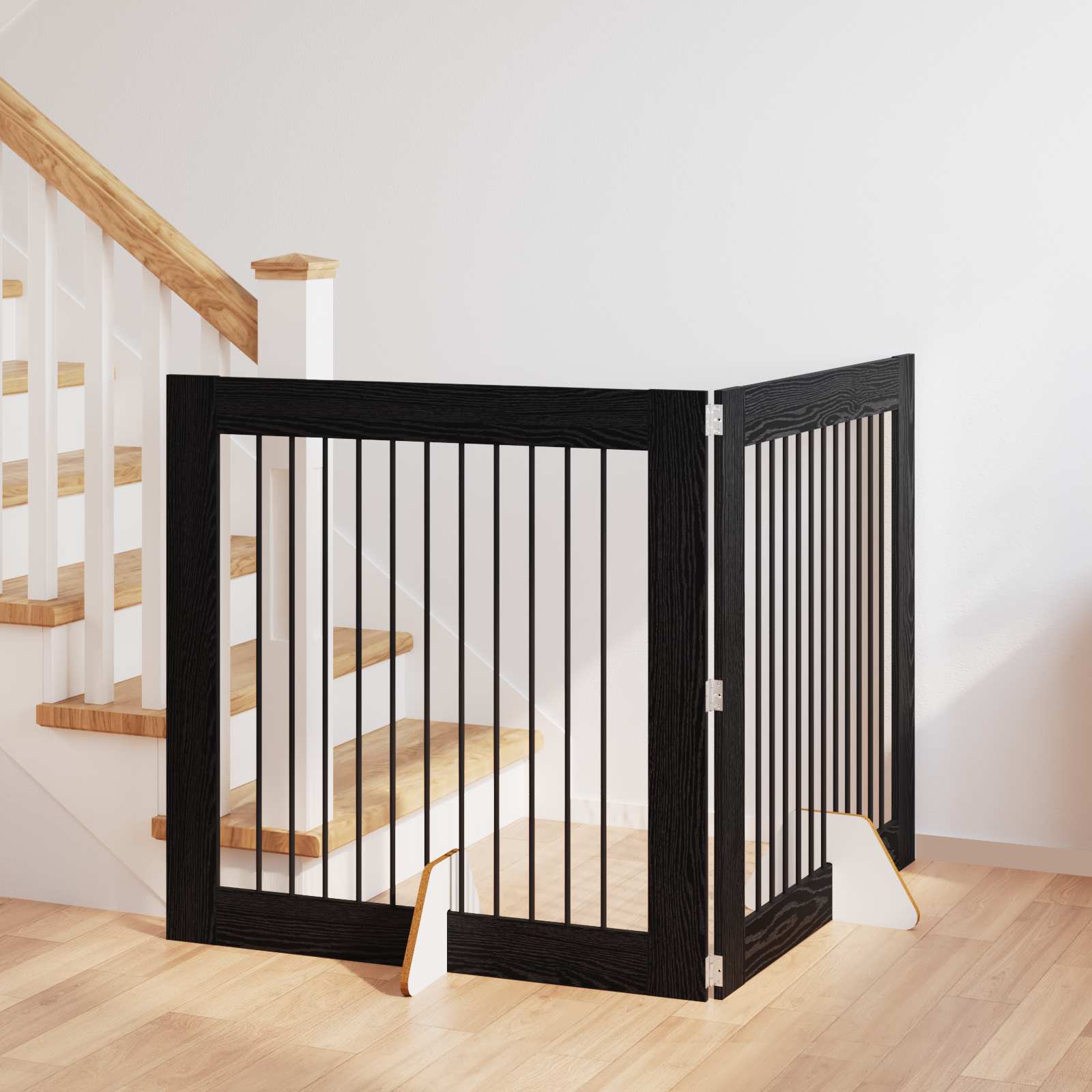 vidaXL Bramka dla psów z podpórkami 2 pcs Czarny dąb 100 x 100 cm