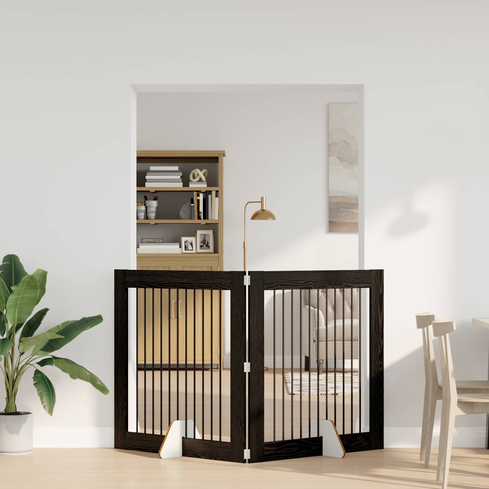 vidaXL Bramka dla psów z podpórkami 2 pcs Czarny dąb 100 x 100 cm