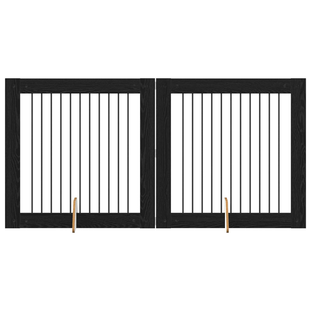 vidaXL Bramka dla psów z podpórkami 2 pcs Czarny dąb 100 x 100 cm