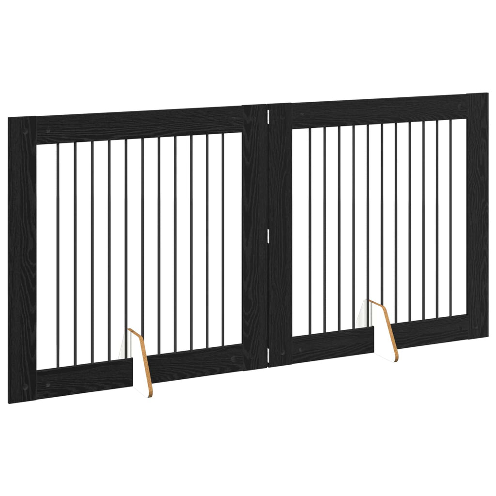 vidaXL Bramka dla psów z podpórkami 2 pcs Czarny dąb 100 x 100 cm
