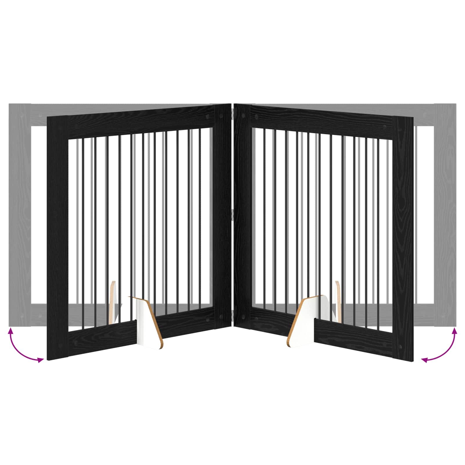 vidaXL Bramka dla psów z podpórkami 2 pcs Czarny dąb 100 x 100 cm