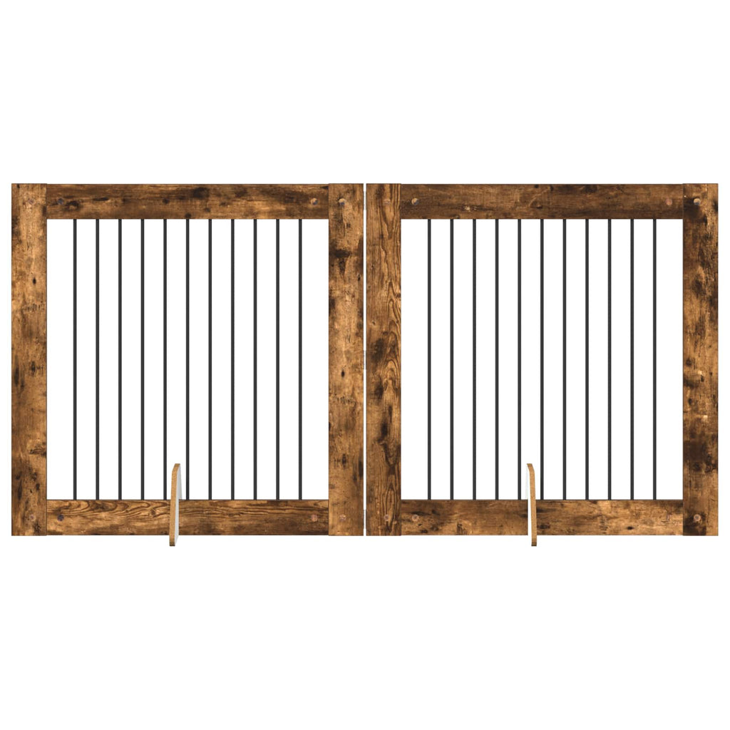 vidaXL Bramka dla psów z podpórkami 2 pcs Dąb wędzony 100 x 100 cm
