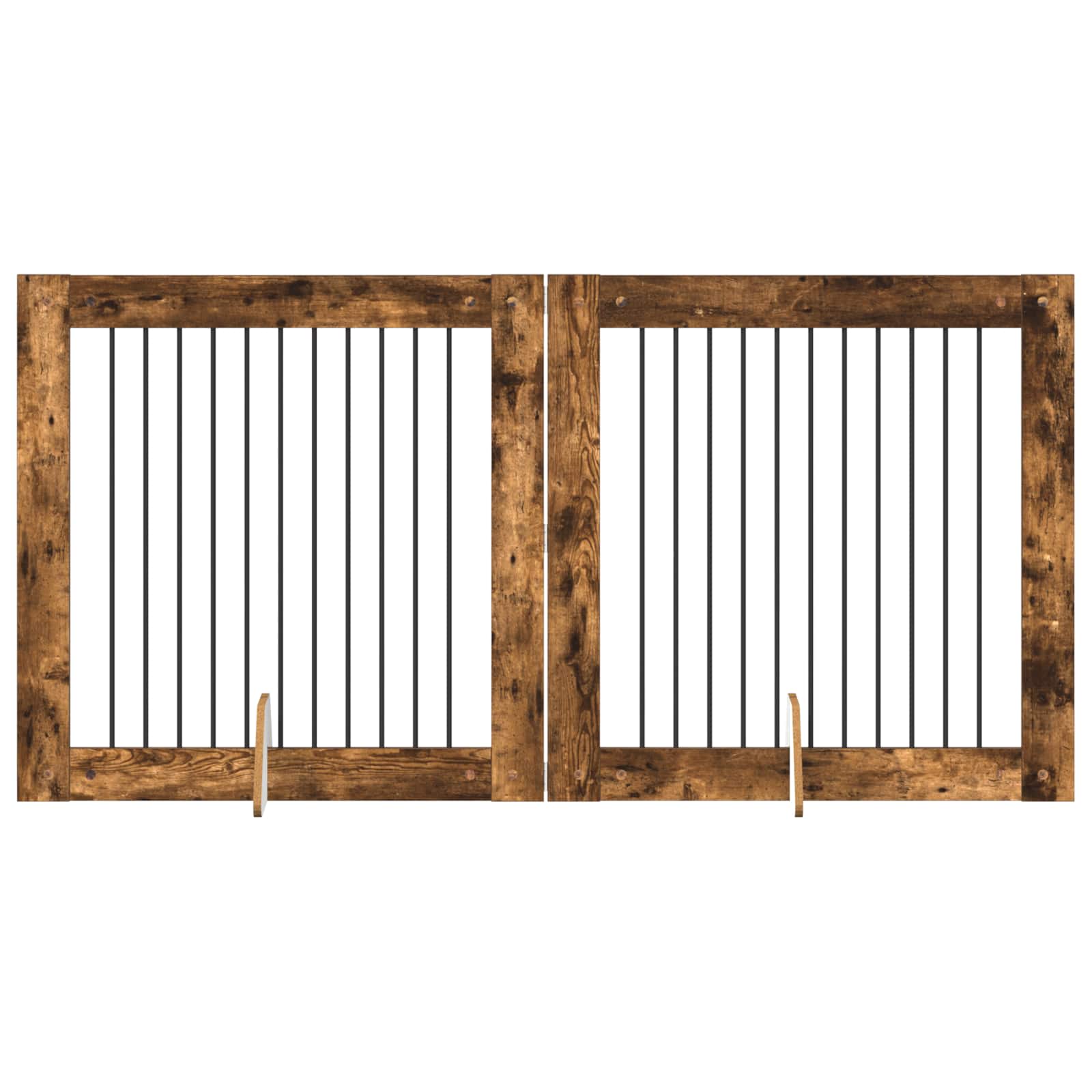 vidaXL Bramka dla psów z podpórkami 2 pcs Dąb wędzony 100 x 100 cm