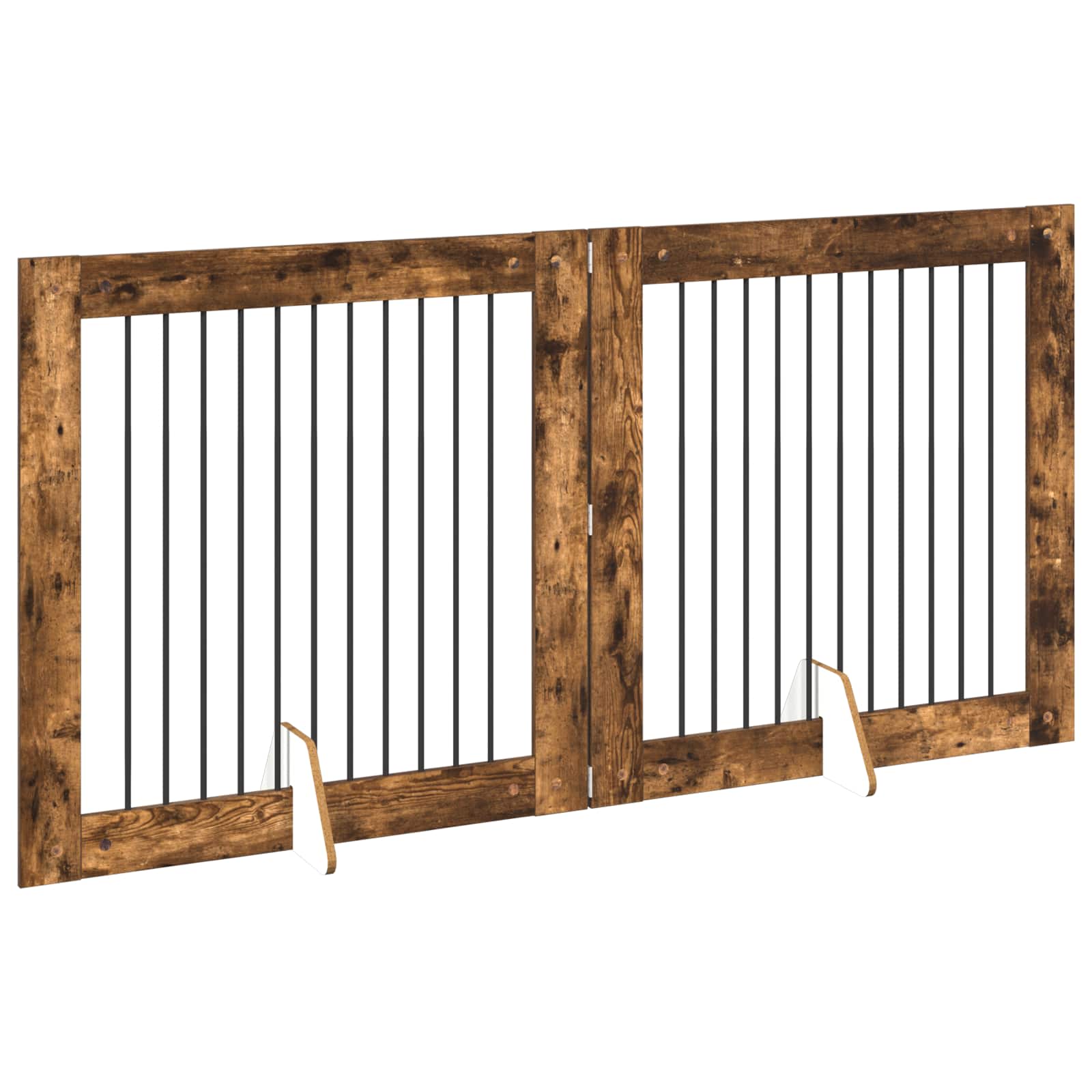 vidaXL Bramka dla psów z podpórkami 2 pcs Dąb wędzony 100 x 100 cm