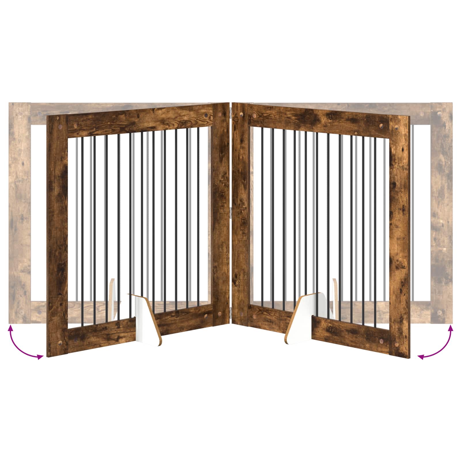 vidaXL Bramka dla psów z podpórkami 2 pcs Dąb wędzony 100 x 100 cm