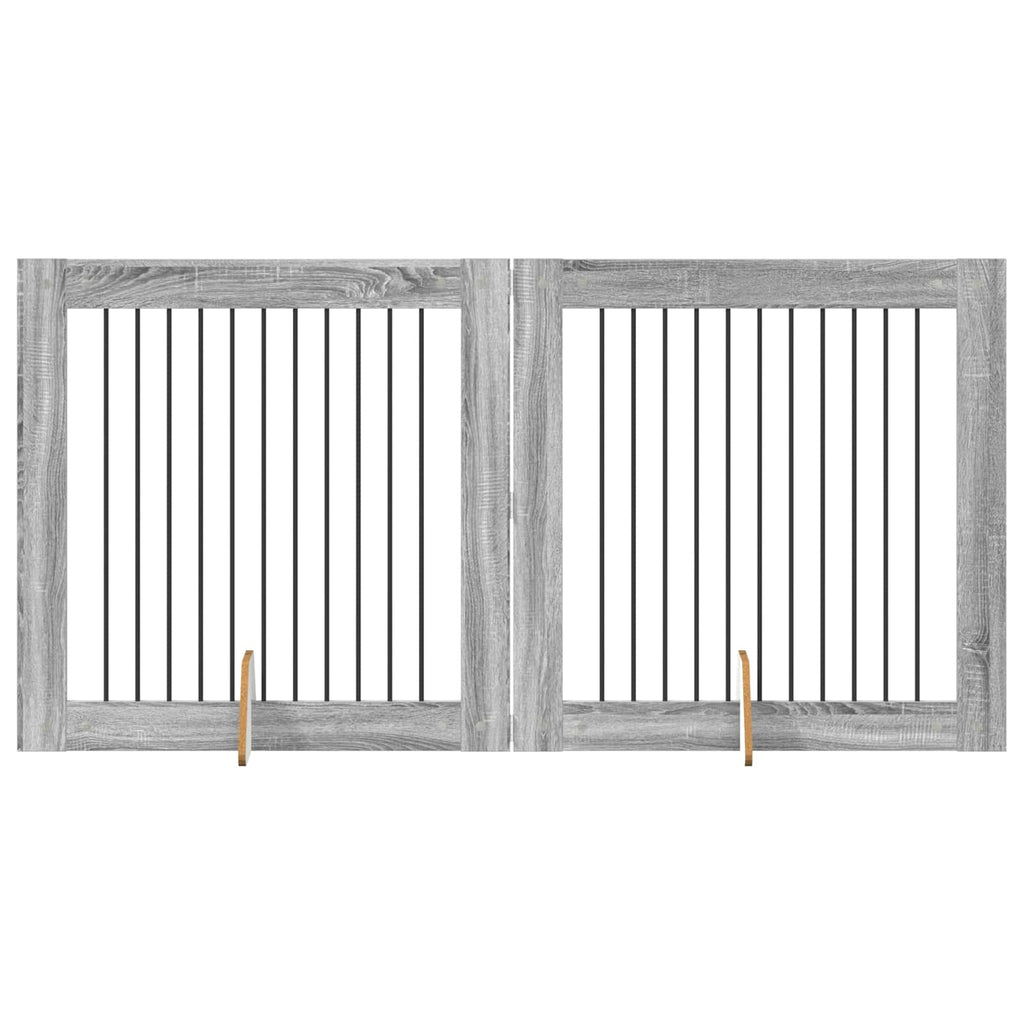 vidaXL Bramka dla psów z podpórkami 2 pcs Szary Sonoma 100 x 100 cm