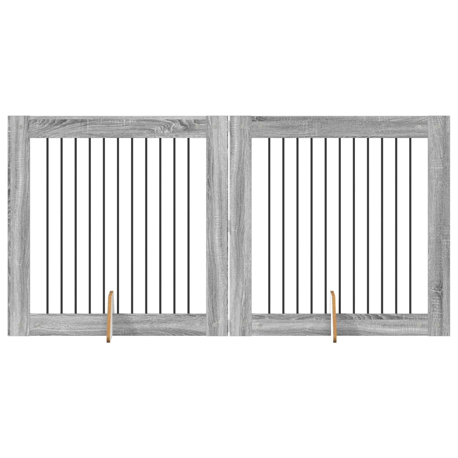 vidaXL Bramka dla psów z podpórkami 2 pcs Szary Sonoma 100 x 100 cm