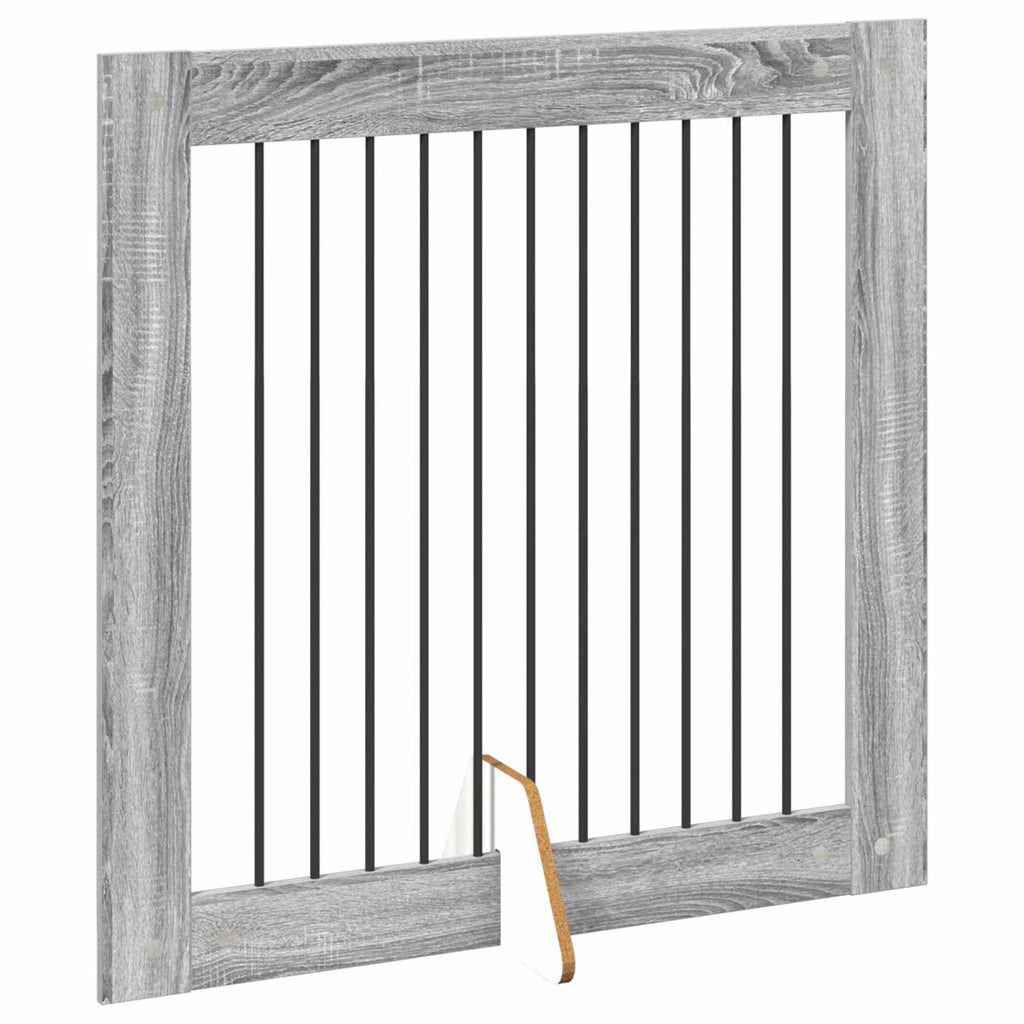 vidaXL Bramka dla psów z podpórkami 2 pcs Szary Sonoma 100 x 100 cm