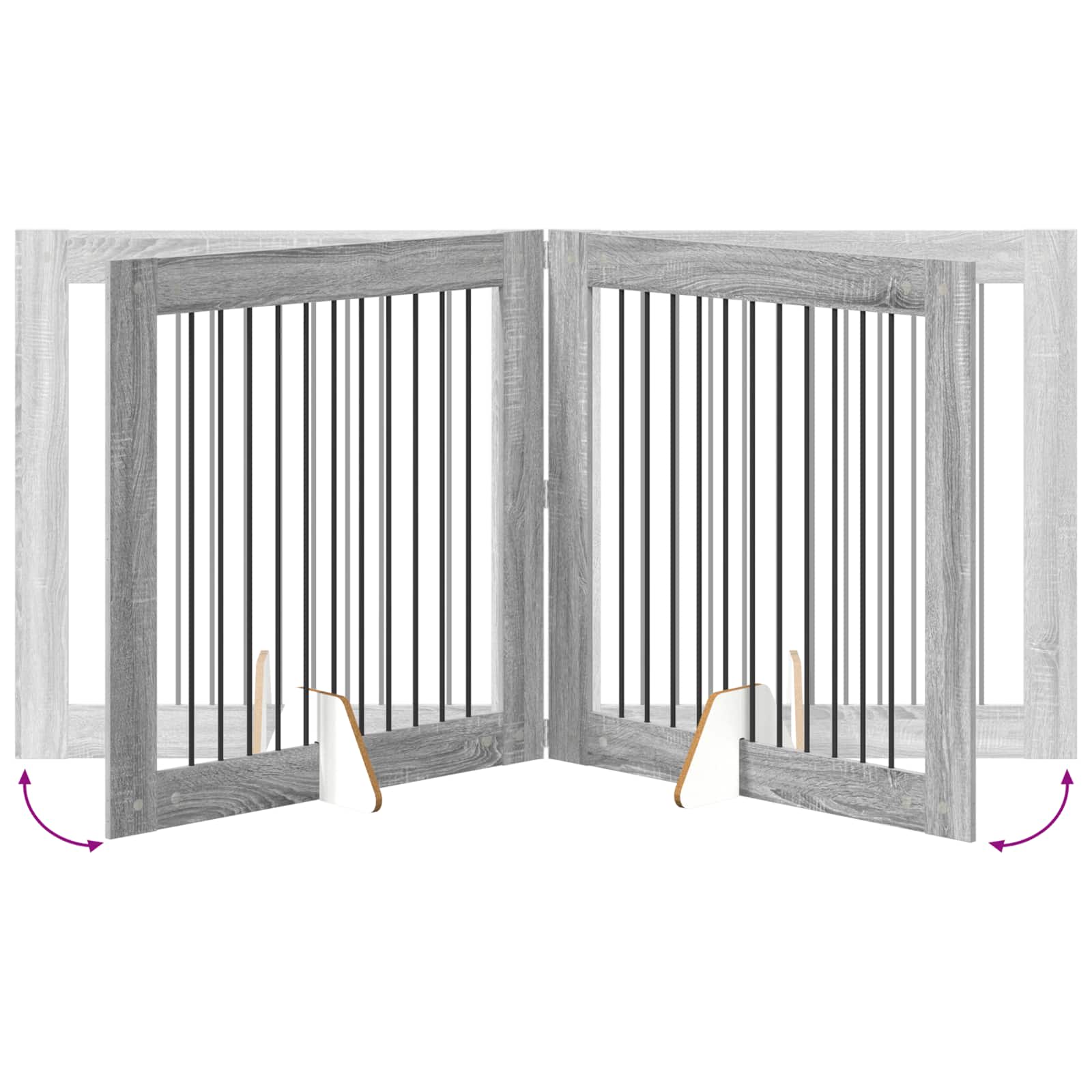 vidaXL Bramka dla psów z podpórkami 2 pcs Szary Sonoma 100 x 100 cm