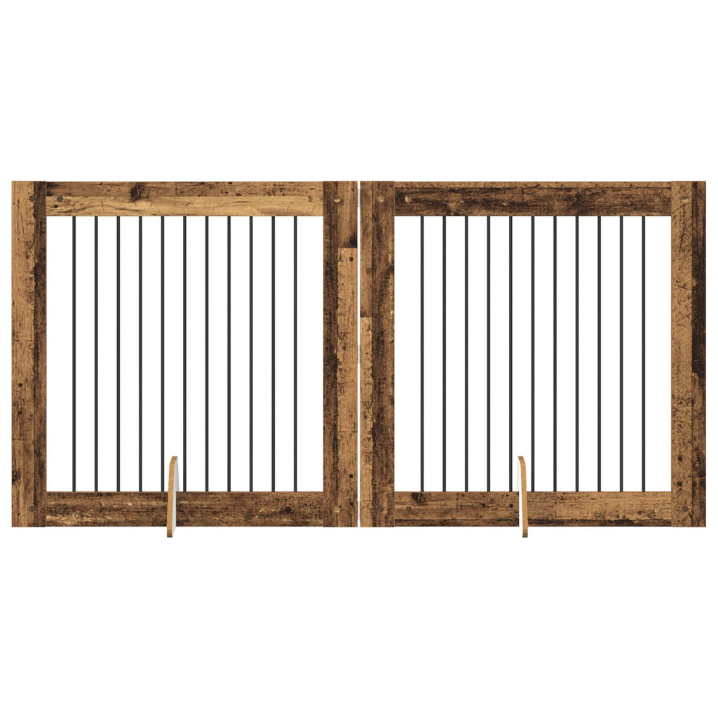 vidaXL Bramka dla psów z podpórkami 2 pcs Stare drewno 100 x 100 cm
