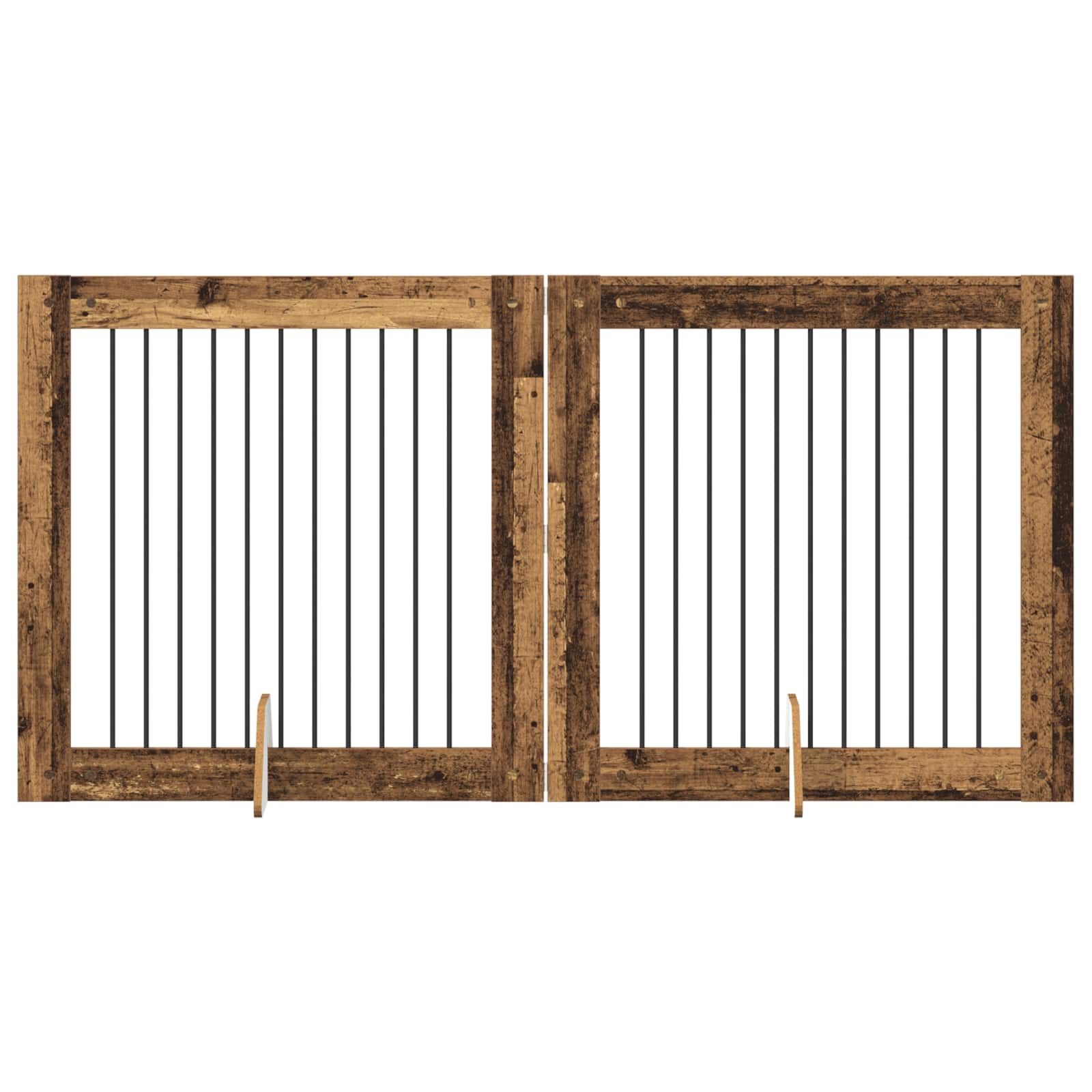vidaXL Bramka dla psów z podpórkami 2 pcs Stare drewno 100 x 100 cm
