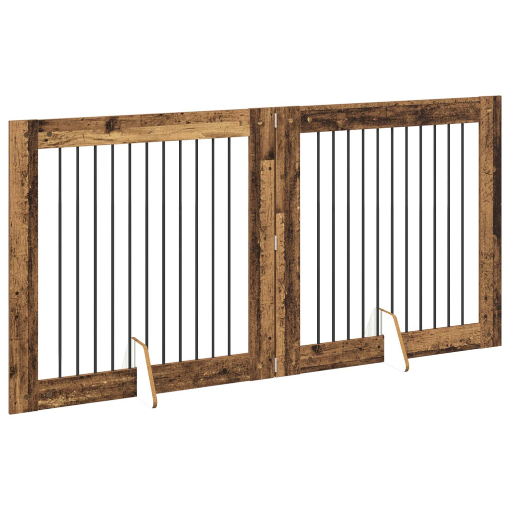 vidaXL Bramka dla psów z podpórkami 2 pcs Stare drewno 100 x 100 cm