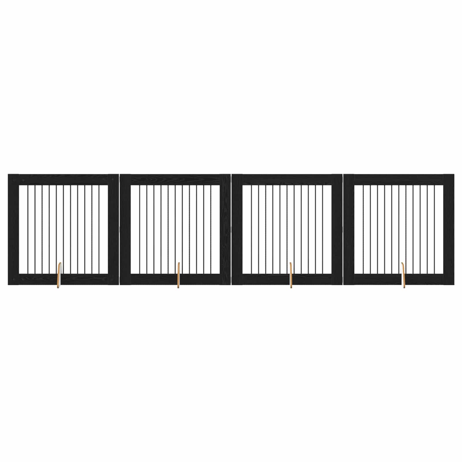 vidaXL Bramka dla psów z podpórkami 4 pcs Czarny dąb 100 x 100 cm