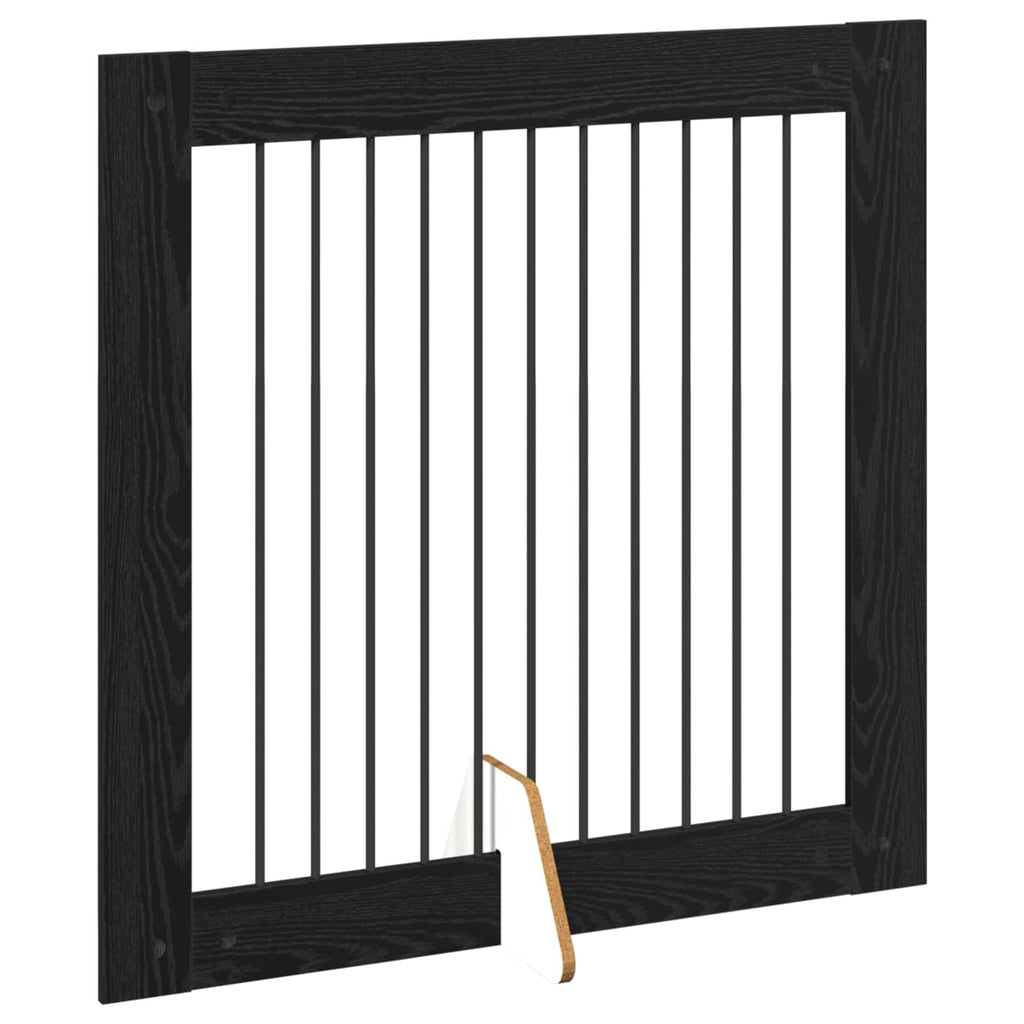 vidaXL Bramka dla psów z podpórkami 4 pcs Czarny dąb 100 x 100 cm