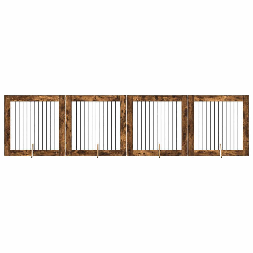 vidaXL Bramka dla psów z podpórkami 4 pcs Dąb wędzony 100 x 100 cm