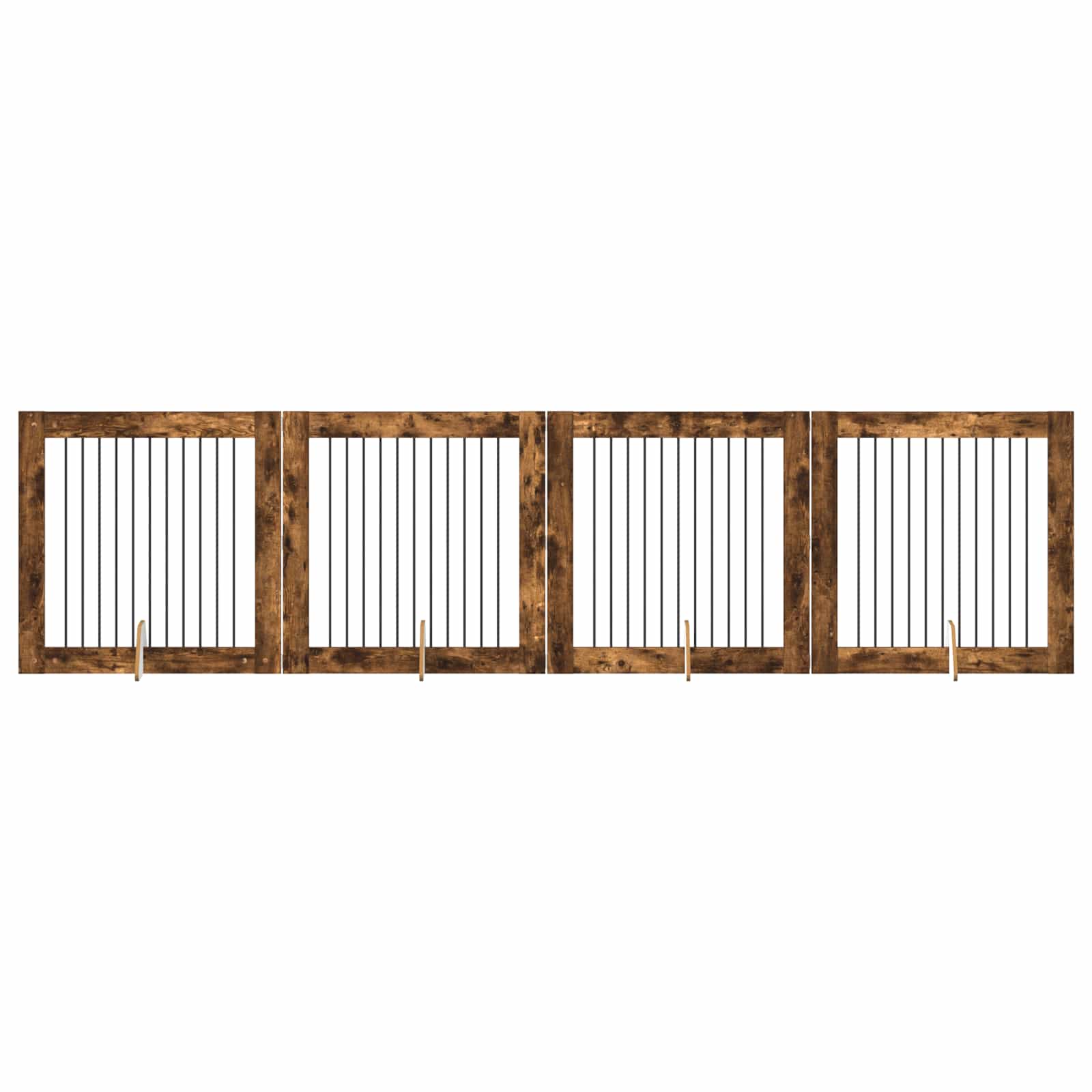 vidaXL Bramka dla psów z podpórkami 4 pcs Dąb wędzony 100 x 100 cm