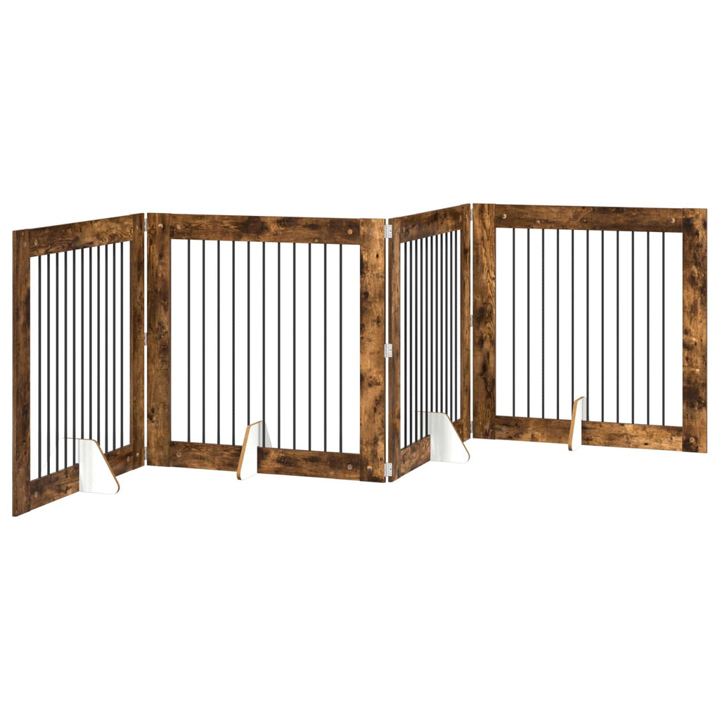 vidaXL Bramka dla psów z podpórkami 4 pcs Dąb wędzony 100 x 100 cm