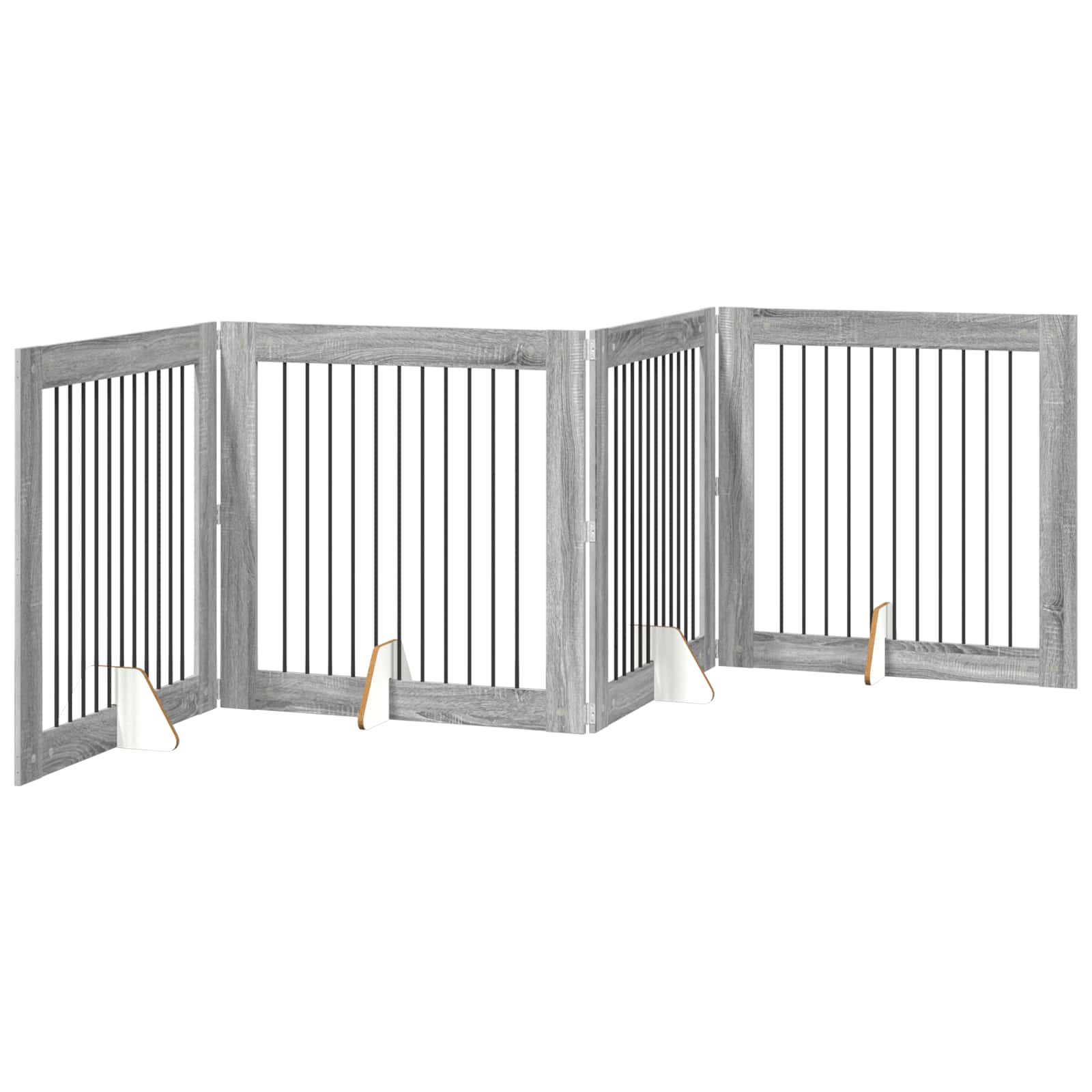 vidaXL Bramka dla psów z podpórkami 4 pcs Szary Sonoma 100 x 100 cm