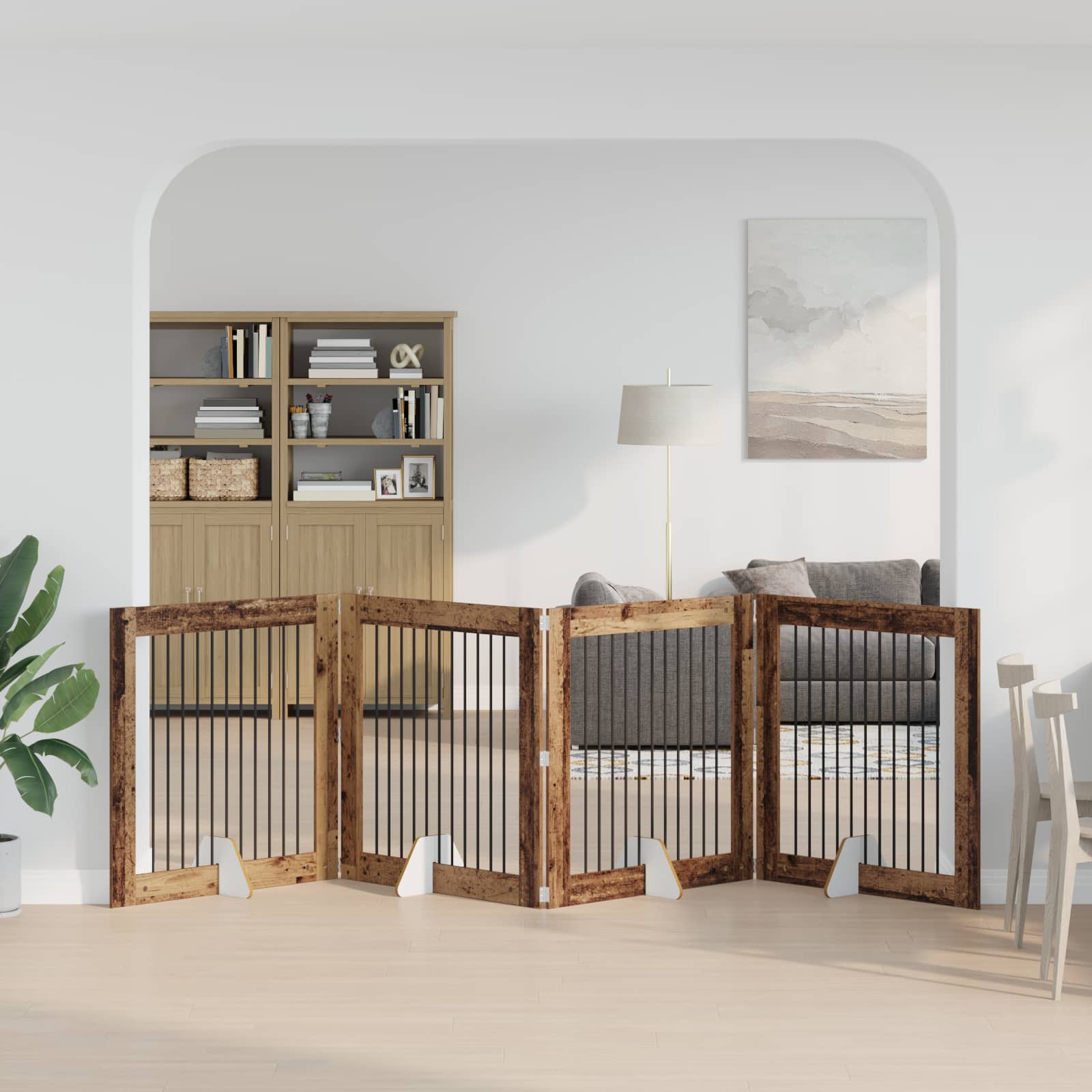 vidaXL Bramka dla psów z podpórkami 4 pcs Stare drewno 100 x 100 cm