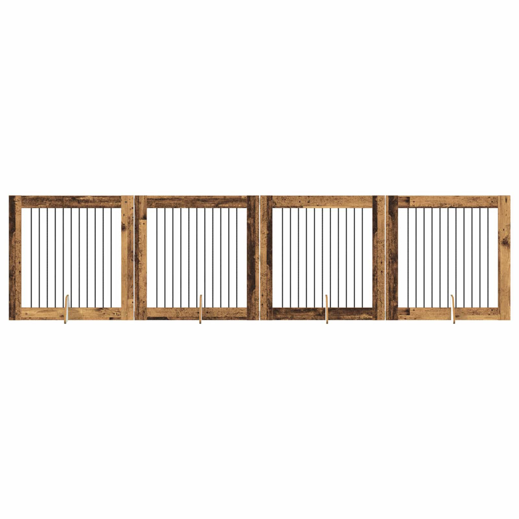 vidaXL Bramka dla psów z podpórkami 4 pcs Stare drewno 100 x 100 cm
