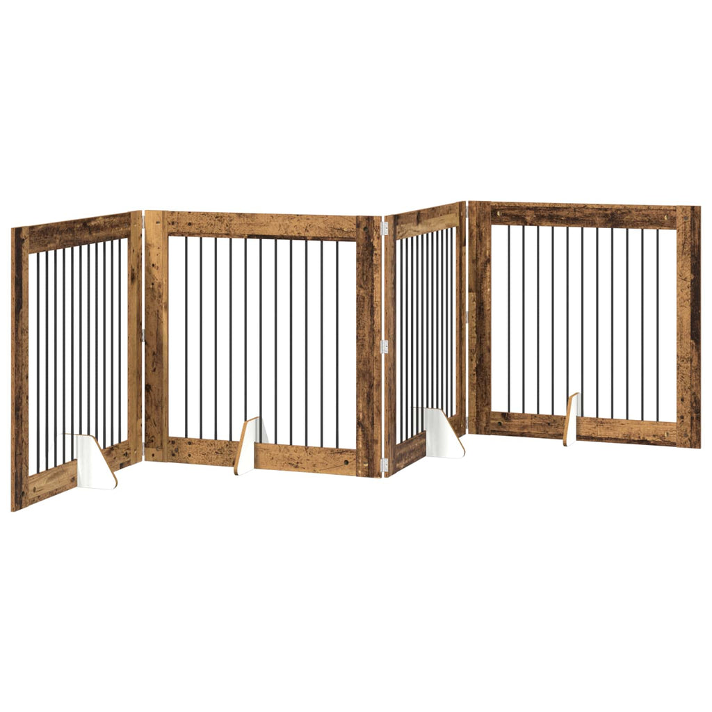 vidaXL Bramka dla psów z podpórkami 4 pcs Stare drewno 100 x 100 cm