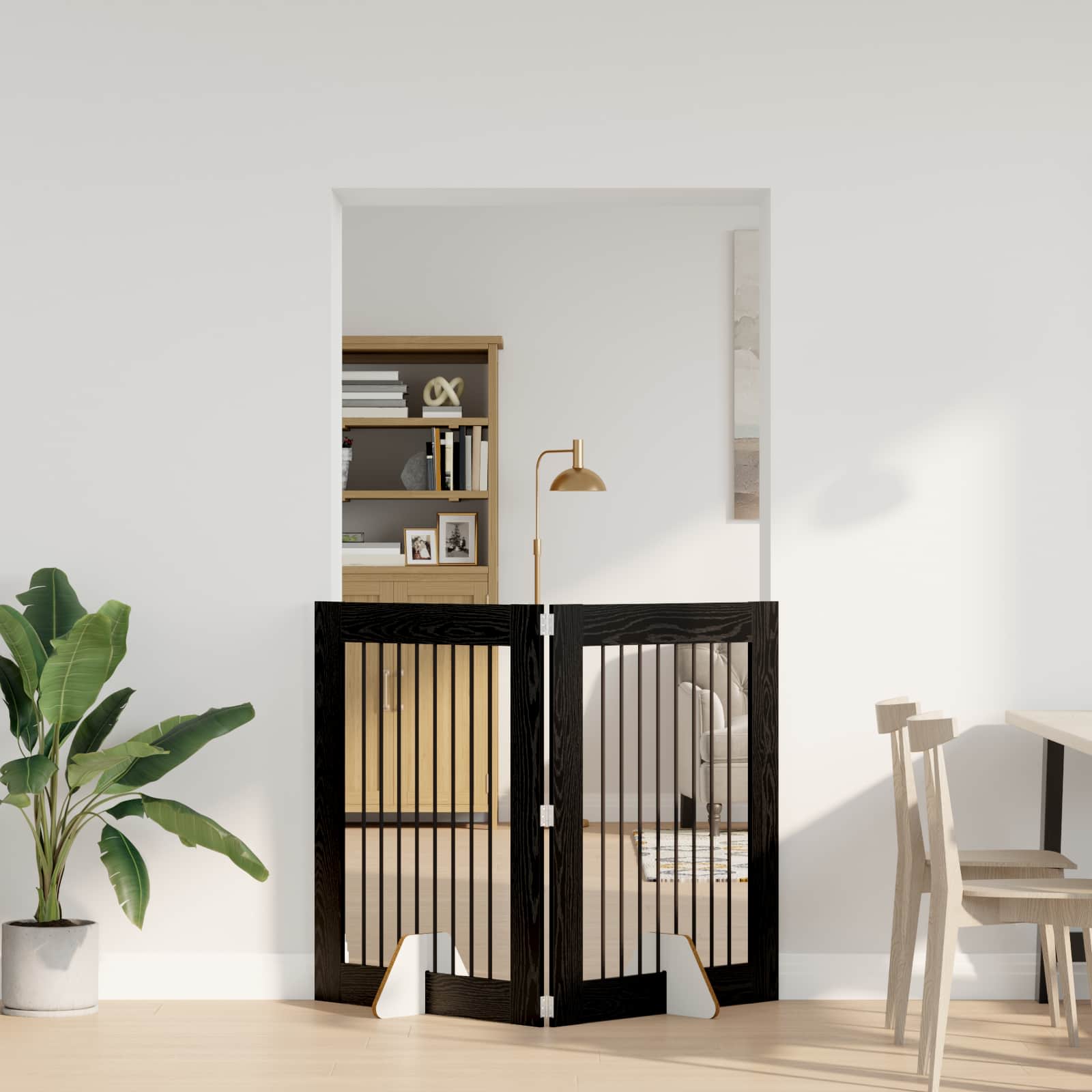 vidaXL Bramka dla psów z podpórkami 2 pcs Czarny dąb 80 x 100 cm