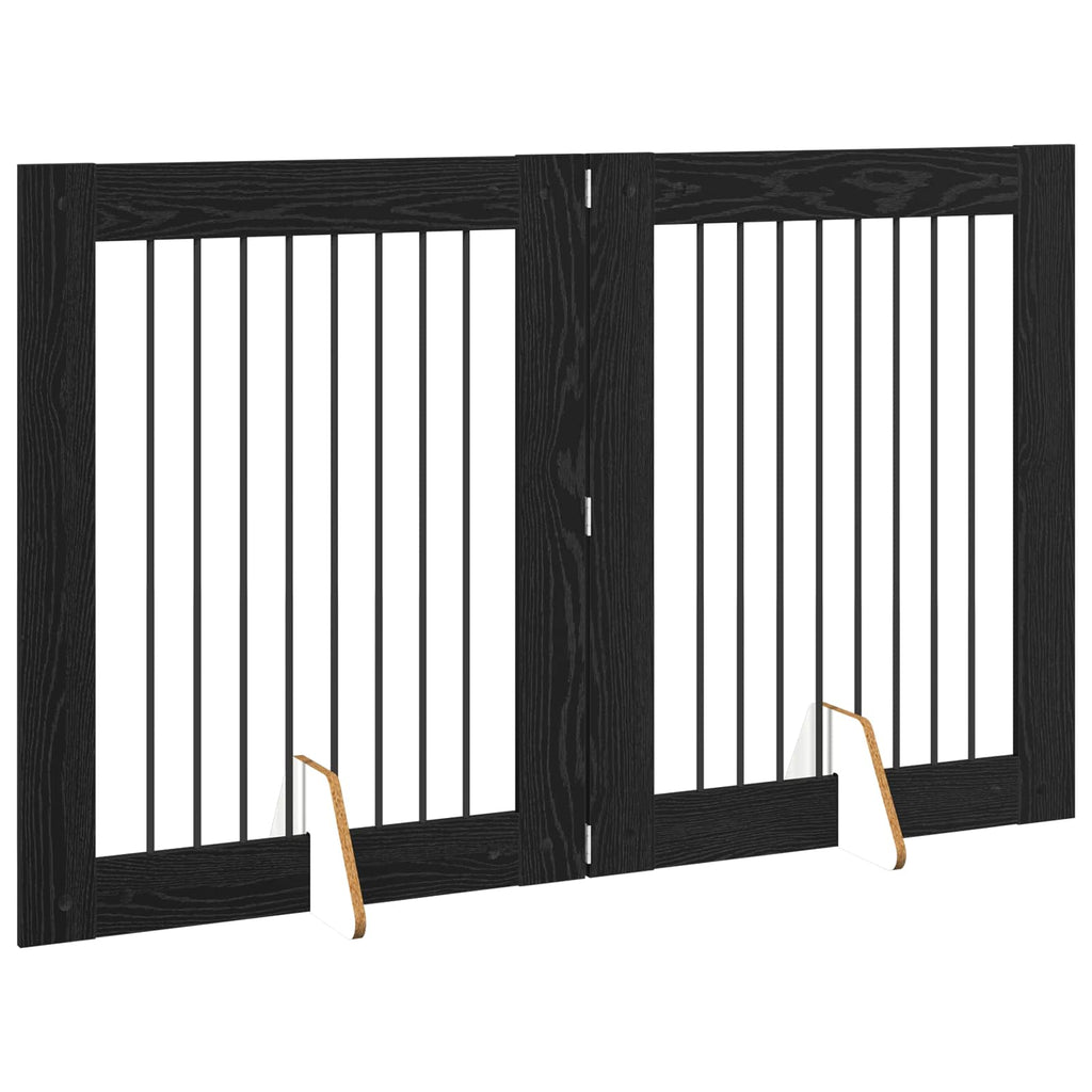 vidaXL Bramka dla psów z podpórkami 2 pcs Czarny dąb 80 x 100 cm