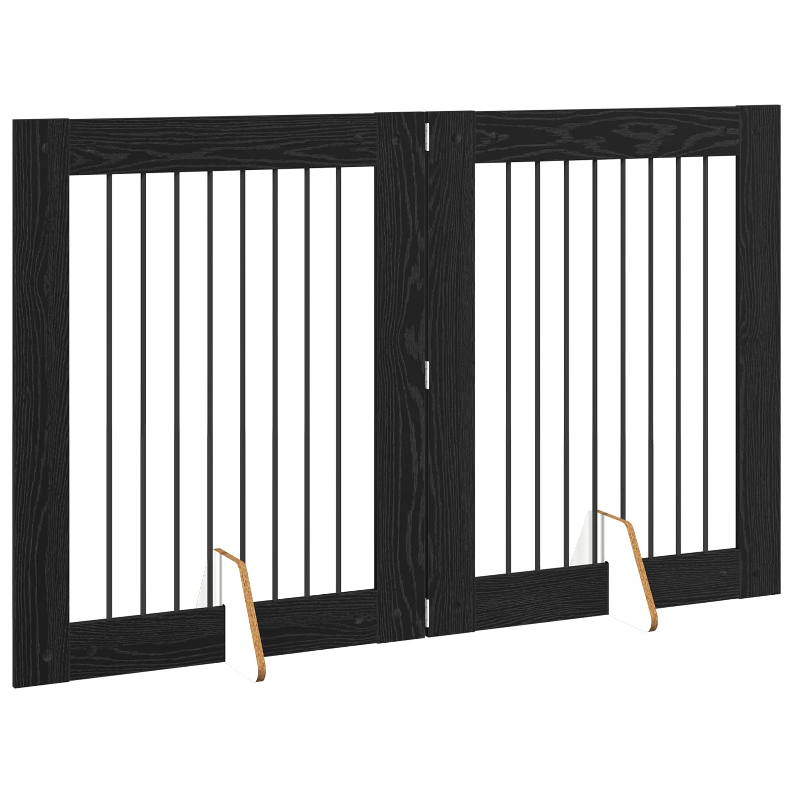vidaXL Bramka dla psów z podpórkami 2 pcs Czarny dąb 80 x 100 cm