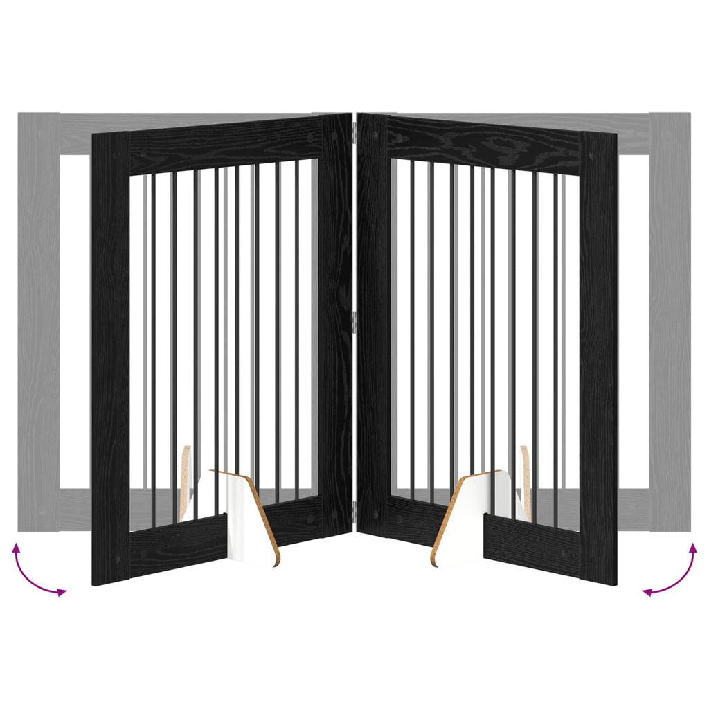 vidaXL Bramka dla psów z podpórkami 2 pcs Czarny dąb 80 x 100 cm