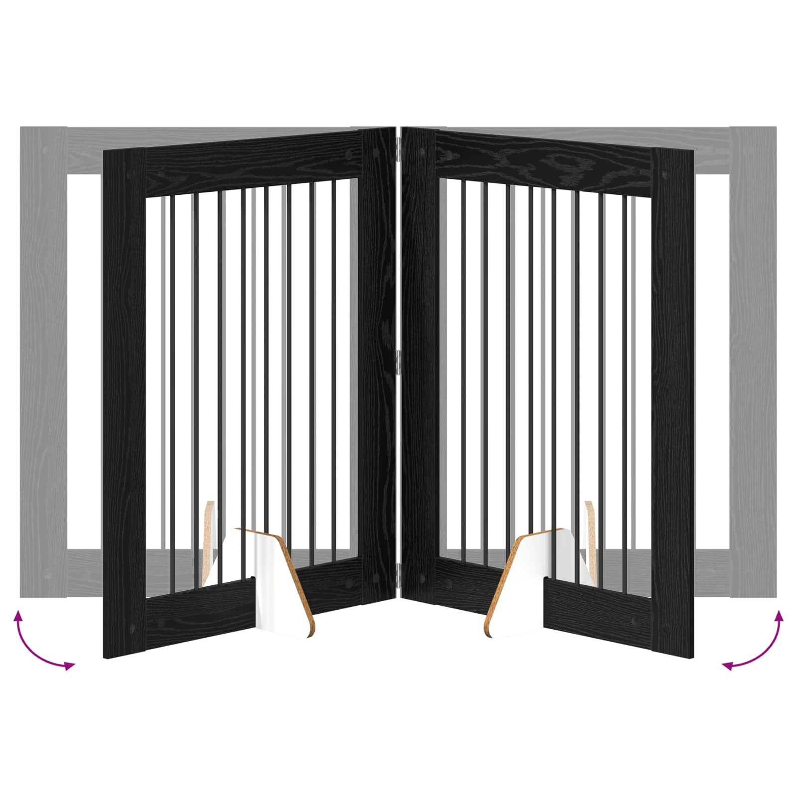 vidaXL Bramka dla psów z podpórkami 2 pcs Czarny dąb 80 x 100 cm