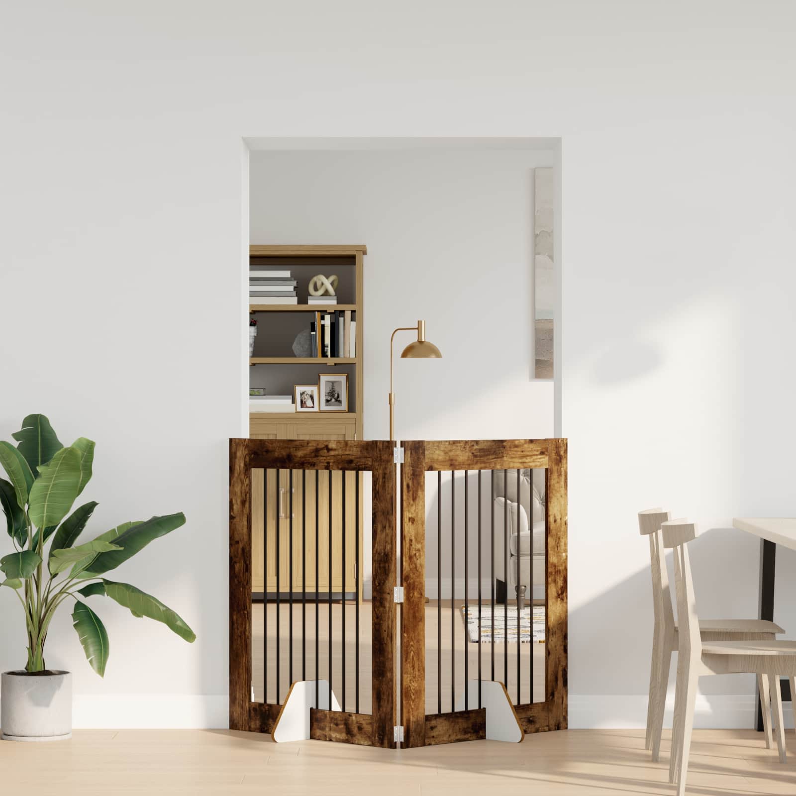 vidaXL Bramka dla psów z podpórkami 2 pcs Dąb wędzony 80 x 100 cm