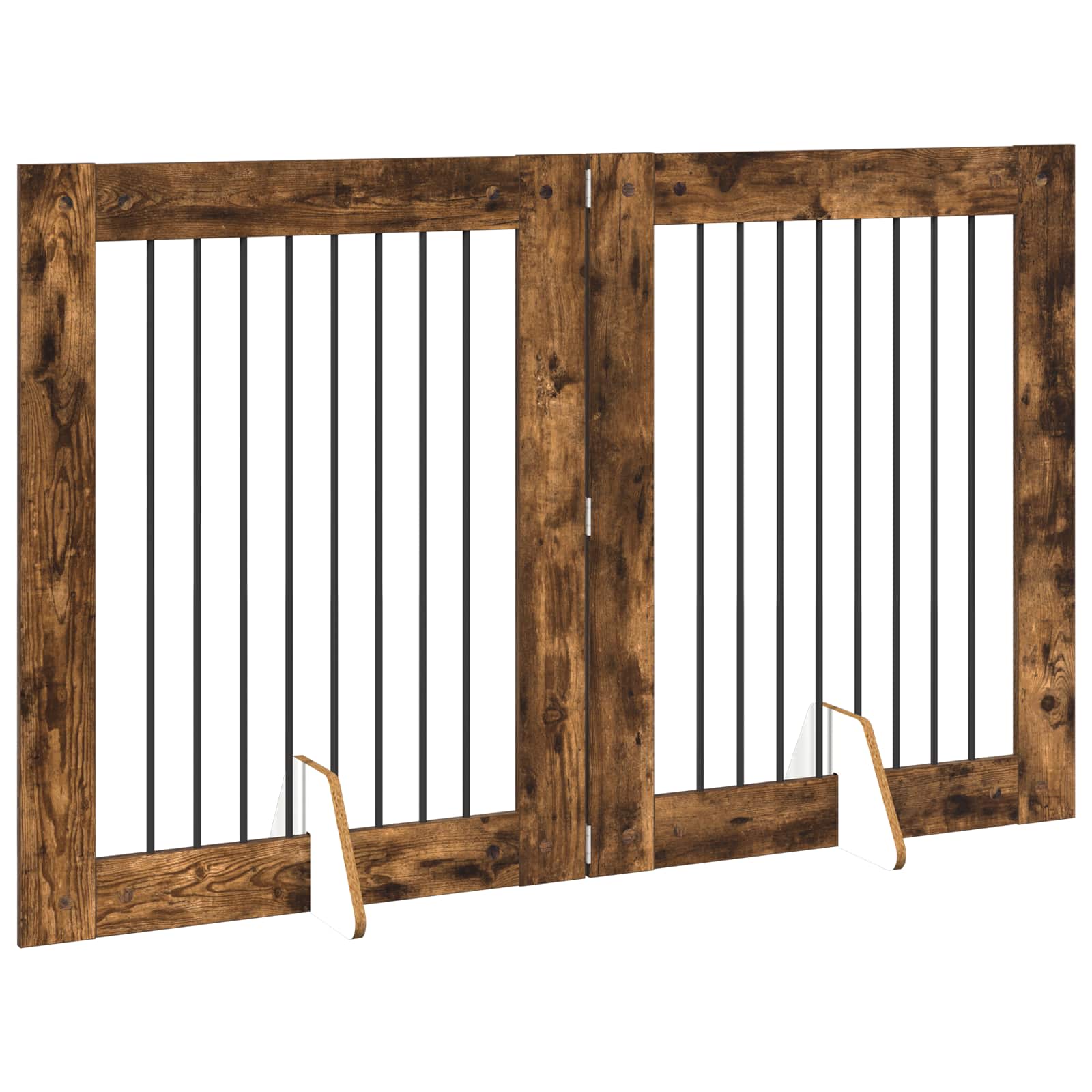 vidaXL Bramka dla psów z podpórkami 2 pcs Dąb wędzony 80 x 100 cm