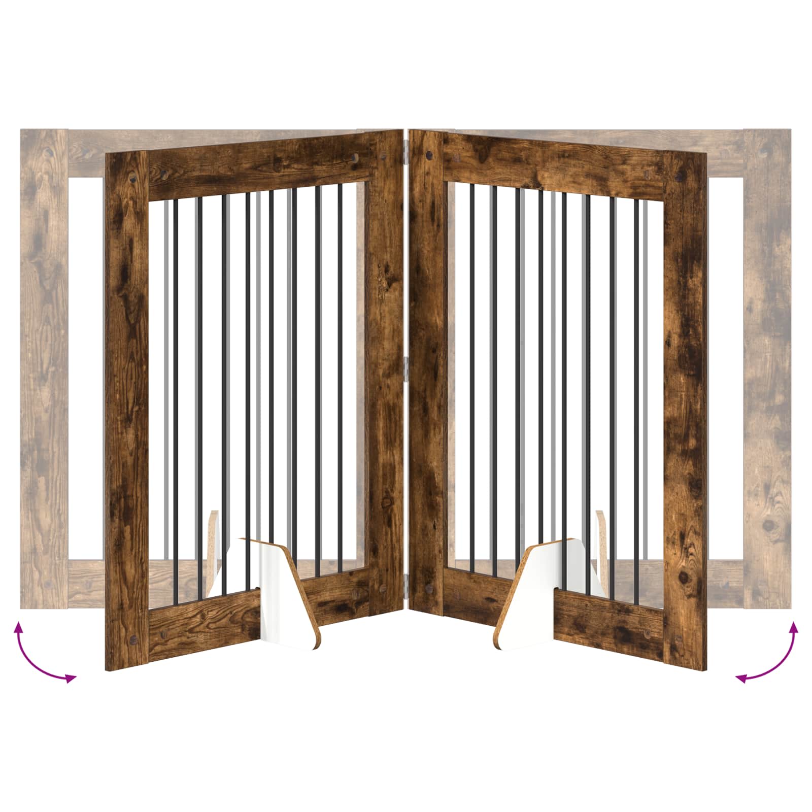 vidaXL Bramka dla psów z podpórkami 2 pcs Dąb wędzony 80 x 100 cm