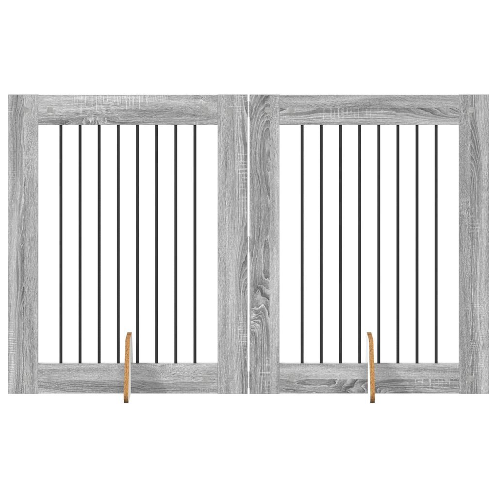 vidaXL Bramka dla psów z podpórkami 2 pcs Szary Sonoma 80 x 100 cm