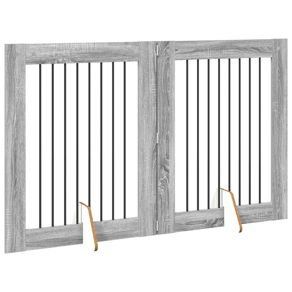 vidaXL Bramka dla psów z podpórkami 2 pcs Szary Sonoma 80 x 100 cm